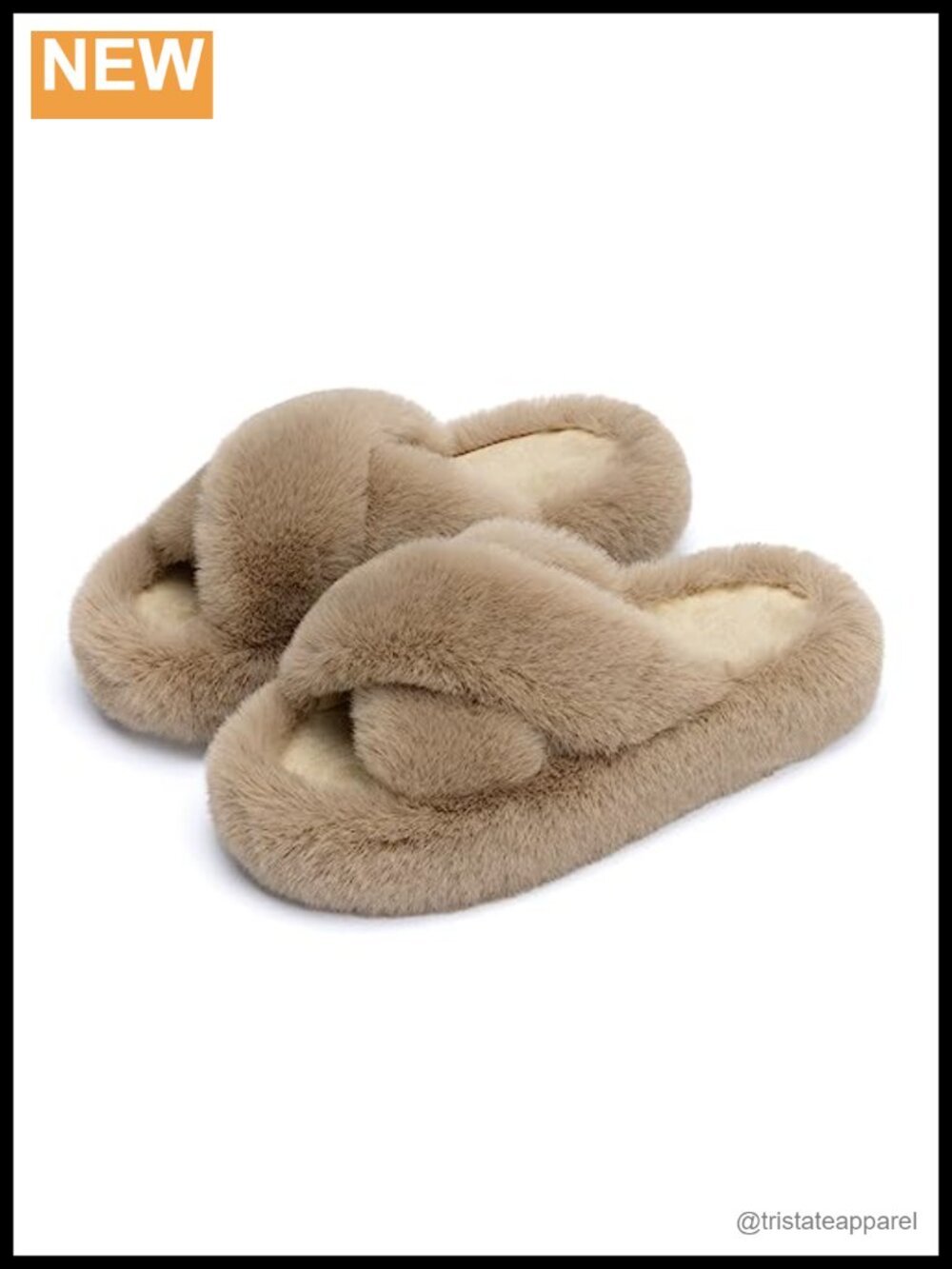 Women's Memory Foam Faux Fur Lined Open Toe Slide Slippers Anti-Skid Sole